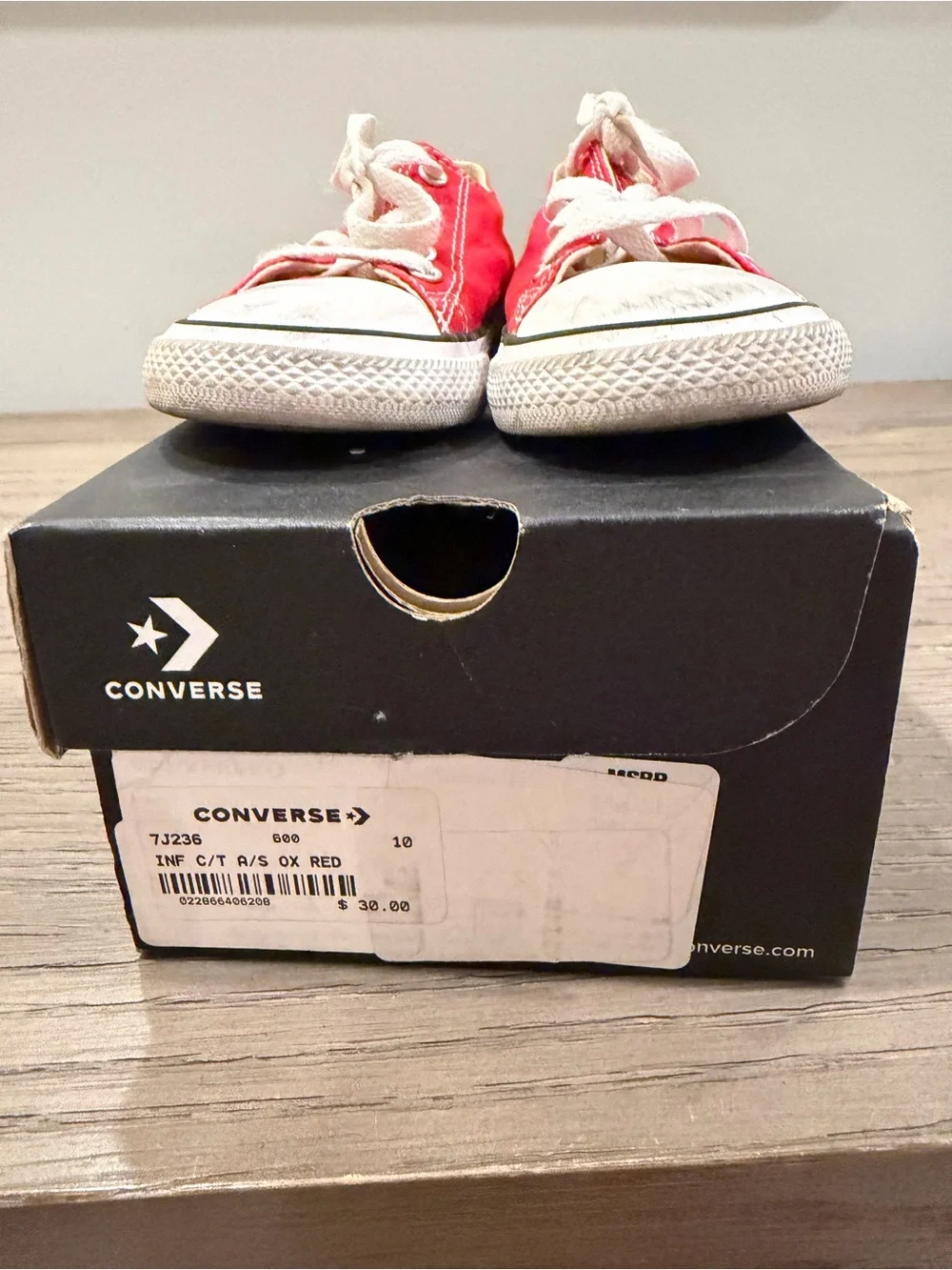 Converse Kids Red Canvas Low-Top Sneakers with White Accents